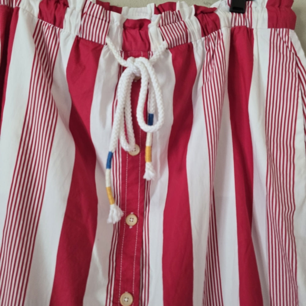 J. CREW Womens Striped Cotton‎ Poplin Drawstring Button Up Skirt Size Large - Picture 4 of 8